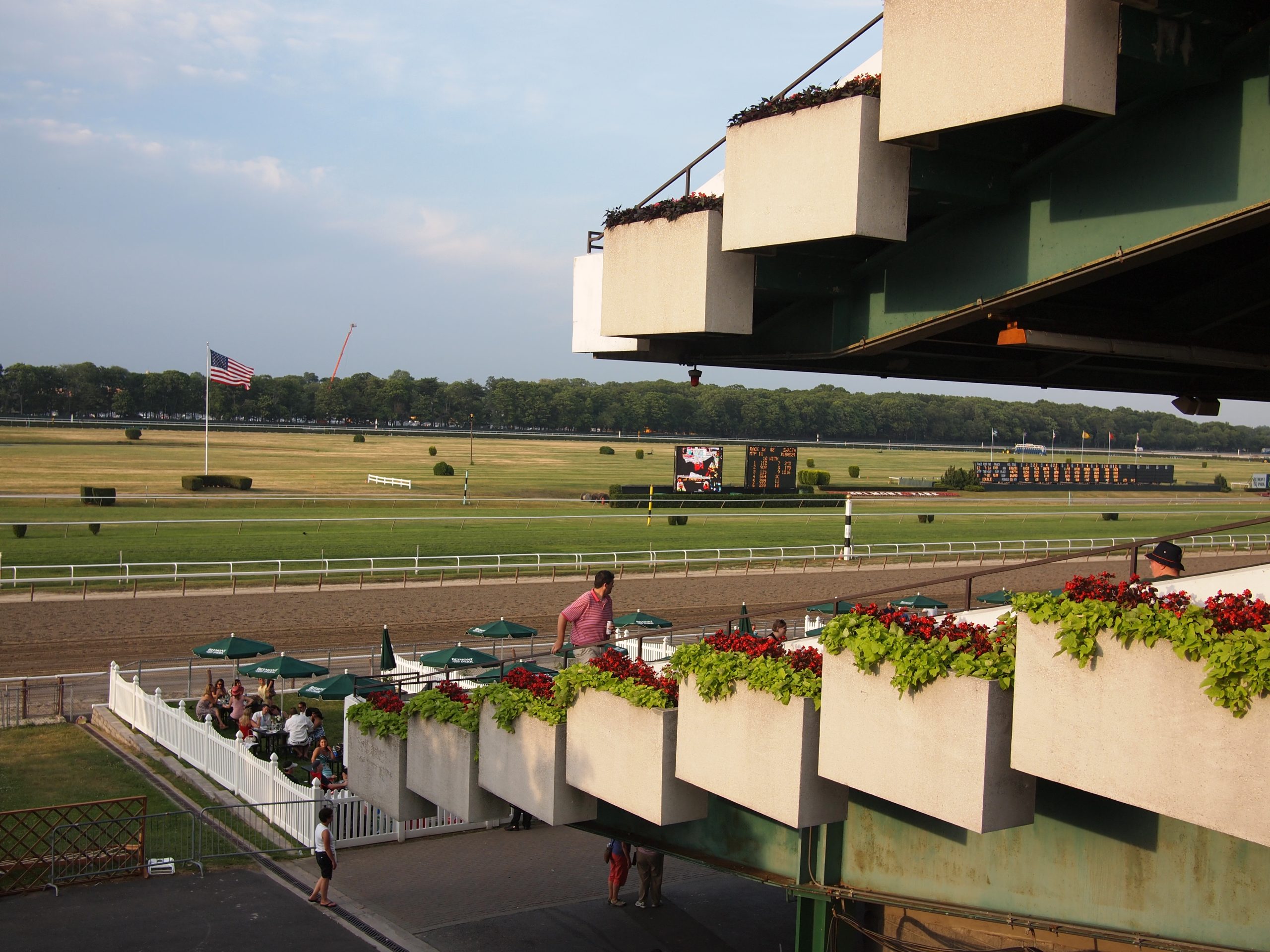 Belmont Park grandstand and racetrack in Elmont, New York