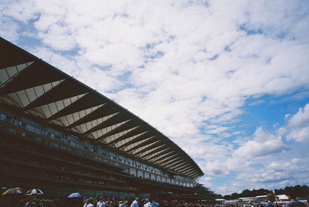 Grandstand and racecourse prepared for a major horse racing event