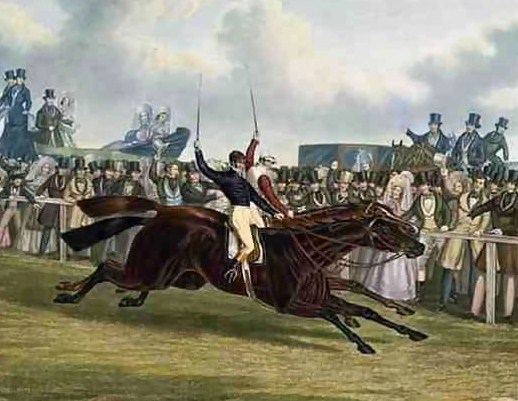 Historic depiction of the St Leger at Doncaster in 1839