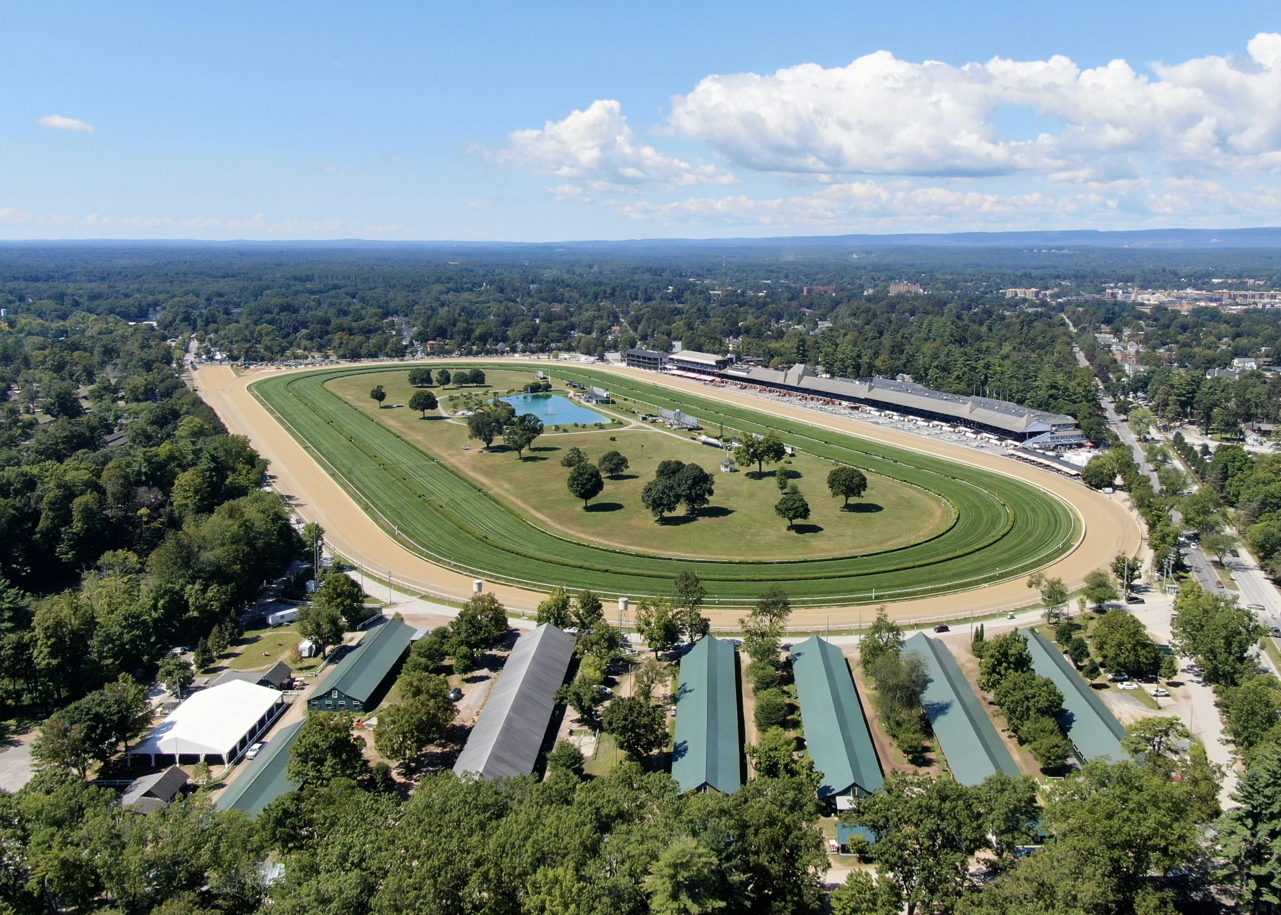 Aerial view of Saratoga Race Course in Saratoga Springs, New York
