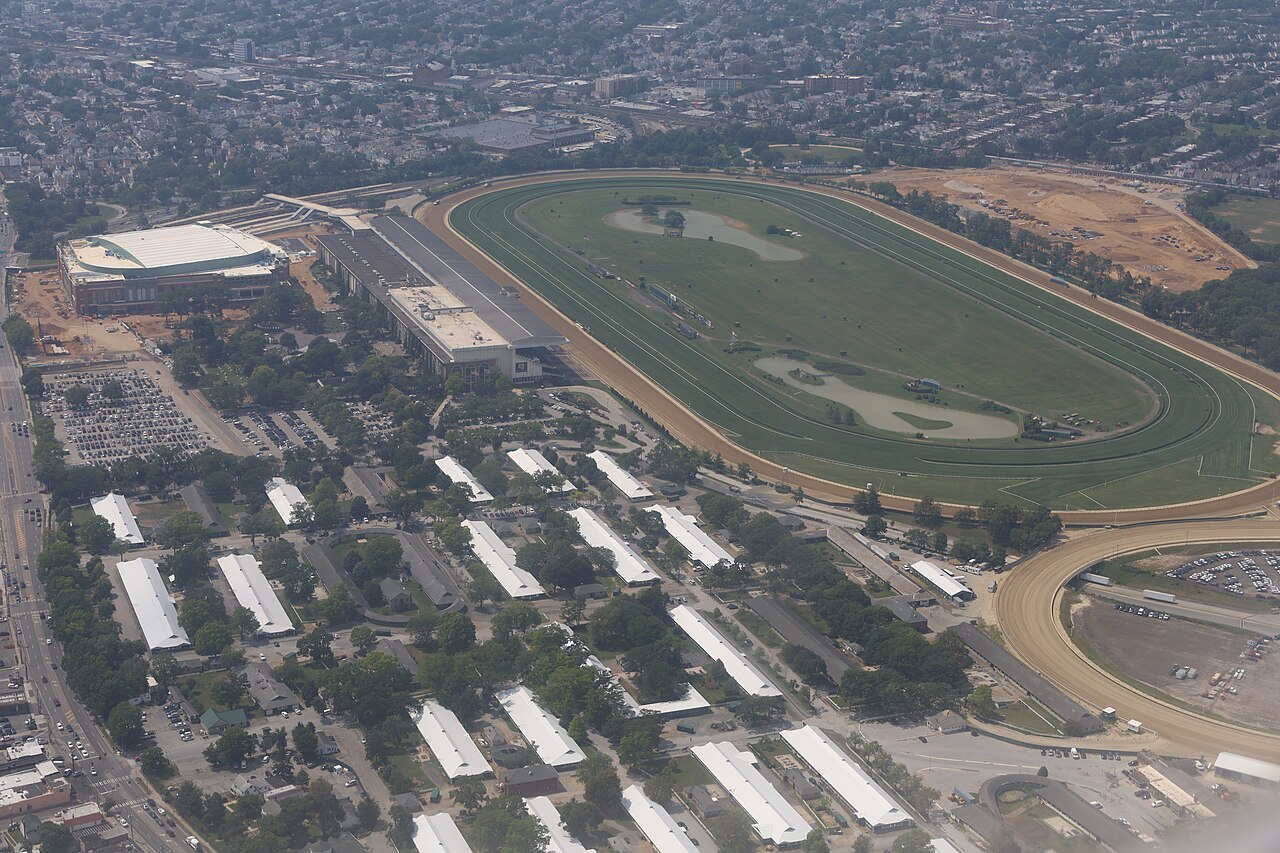 Aerial view of Belmont Park and the surrounding area, Elmont, New York